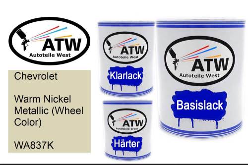 Chevrolet, Warm Nickel Metallic (Wheel Color), WA837K: 1L Lackdose + 1L Klarlack + 500ml Härter - Set, von ATW Autoteile West.